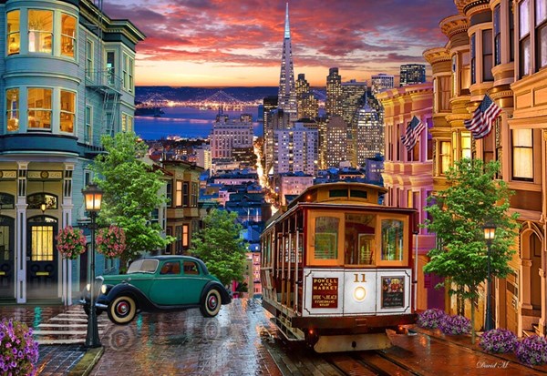 Bluebird Puzzle (70293) - "San Francisco Trolley" - 1000 pieces puzzle