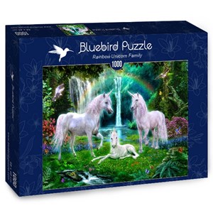 Bluebird Puzzle (70193) - "Rainbow Unicorn Family" - 1000 pieces puzzle