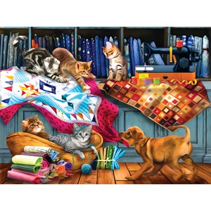 SunsOut (28874) - Tom Wood: "Quilting Room Mischief" - 1000 pieces puzzle