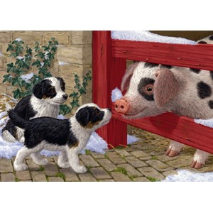 Jumbo (11080) - "Puppies and Pig" - 500 pieces puzzle