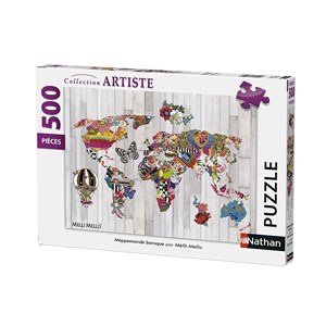 Nathan (87204) - "Baroque World Map" - 500 pieces puzzle