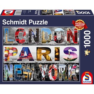 Schmidt Spiele (58348) - "London, Paris, New York" - 1000 pieces puzzle