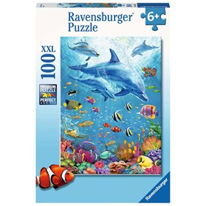 Ravensburger (12889) - "Pod of Dolphins" - 100 pieces puzzle