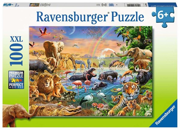 Ravensburger (12910) - "Savannah Jungle Waterhole" - 100 pieces puzzle