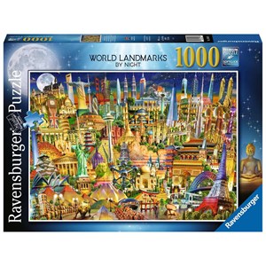 Ravensburger (19843) - "World Landmarks at Night" - 1000 pieces puzzle