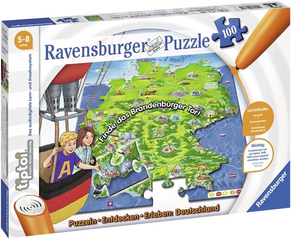 Ravensburger (00831) - "Tiptoi, Puzzlen, Entdecken, Erleben, Deutschland" - 100 pieces puzzle