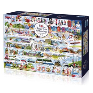 Gibsons (G7100) - Val Goldfinch: "Cream Teas & Queuing" - 1000 pieces puzzle