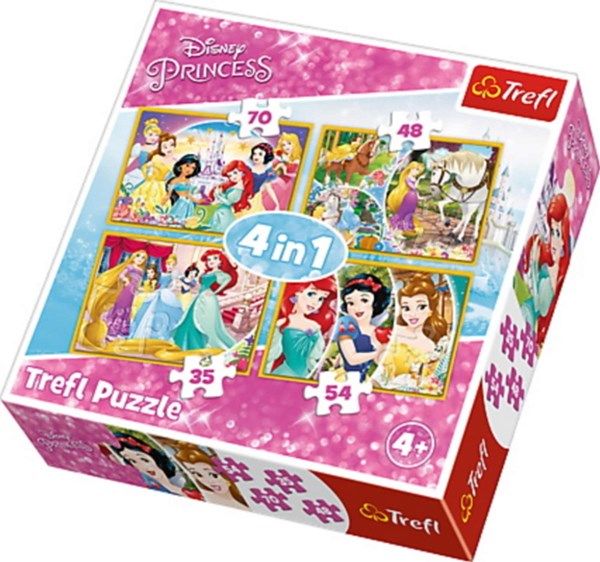 Trefl (34309) - "Happy Day of Princesses" - 35 48 54 70 pieces puzzle