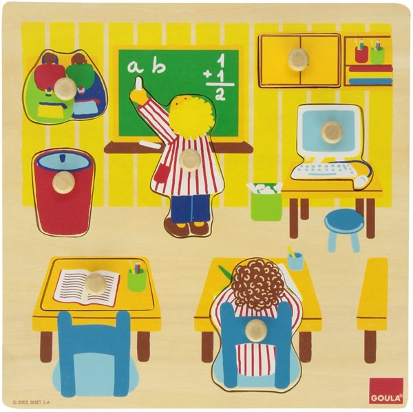 Goula (53035) - "School Wooden Peg" - 7 pieces puzzle