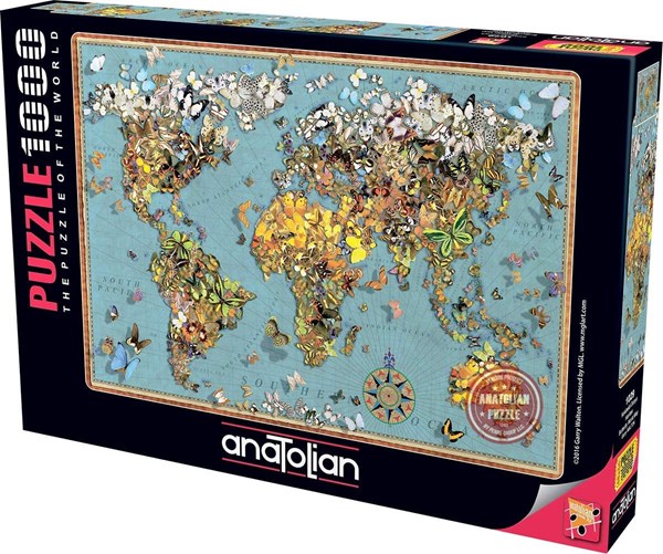 Anatolian (ANA1029) - "Butterfly World Map" - 1000 pieces puzzle