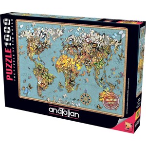 Anatolian (ANA1029) - "Butterfly World Map" - 1000 pieces puzzle