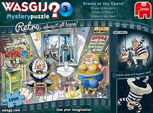 Jumbo (19168) - "Wasgij Mystery 3, Drama at The Opera!" - 1000 pieces puzzle