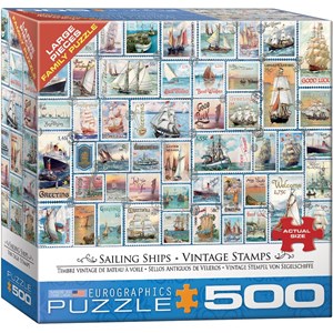Eurographics (8500-5357) - Barbara Behr: "Sailing Ships Vintage Stamps" - 500 pieces puzzle