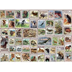 Eurographics (8500-5359) - "Animals of North America, Vintage Stamps" - 500 pieces puzzle