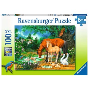 Ravensburger (10833) - "Idyll at the Pond" - 100 pieces puzzle