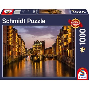 Schmidt Spiele (58358) - "City in The Evening, Hamburg" - 1000 pieces puzzle