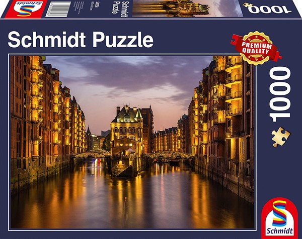 Schmidt Spiele (58358) - "City in The Evening, Hamburg" - 1000 pieces puzzle