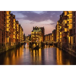 Schmidt Spiele (58358) - "City in The Evening, Hamburg" - 1000 pieces puzzle