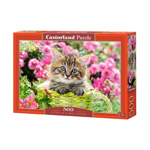 Castorland (B-52974) - "Kitten in Flower Garden" - 500 pieces puzzle