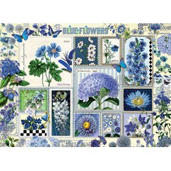 Cobble Hill (80043) - Barbara Behr: "Blue Flowers" - 1000 pieces puzzle