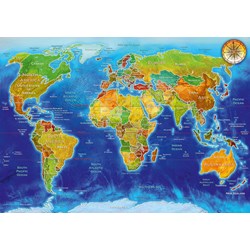 Bluebird Puzzle (70337) - Adrian Chesterman: "World Geo-Political Map" - 1000 pieces puzzle