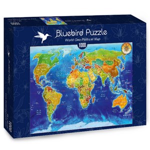 Bluebird Puzzle (70337) - Adrian Chesterman: "World Geo-Political Map" - 1000 pieces puzzle