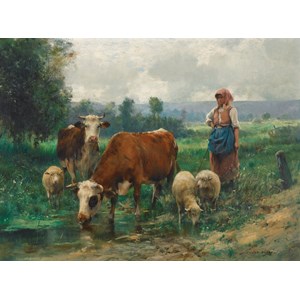 D-Toys (74164) - Julien Dupre: "A Shepherdess with her Flock" - 1000 pieces puzzle
