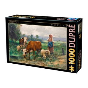 D-Toys (74164) - Julien Dupre: "A Shepherdess with her Flock" - 1000 pieces puzzle