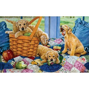 SunsOut (44301) - Susan Brabeau: "Puppies in a Basket" - 550 pieces puzzle