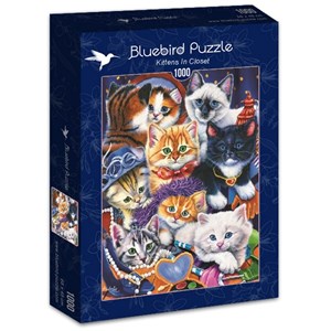 Bluebird Puzzle (70087) - Jenny Newland: "Kittens In Closet" - 1000 pieces puzzle