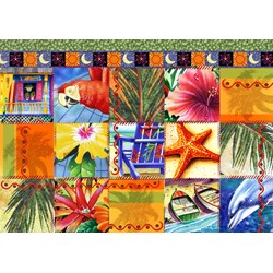Bluebird Puzzle (70081) - James Mazzotta: "Tropical Quilt Mosaic" - 1500 pieces puzzle