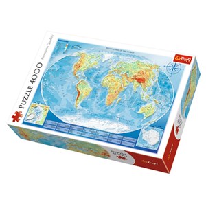 Trefl (45007) - "Physical Map of the World" - 4000 pieces puzzle