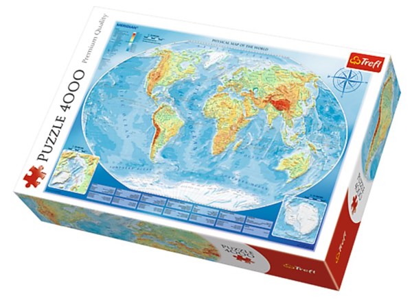 Trefl (45007) - "Physical Map of the World" - 4000 pieces puzzle