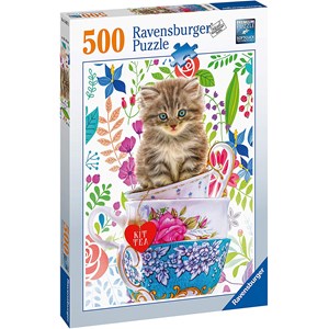 Ravensburger (15037) - "Kitten in a Cup" - 500 pieces puzzle