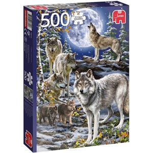 Jumbo (18845) - "Wolf Pack in Winter" - 500 pieces puzzle