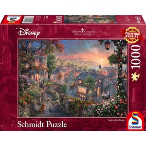 Schmidt Spiele (59490) - Thomas Kinkade: "Disney Lady and the Tramp" - 1000 pieces puzzle