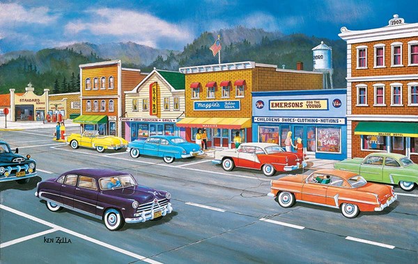 SunsOut (37770) - Ken Zylla: "Main Street of Memories" - 550 pieces puzzle