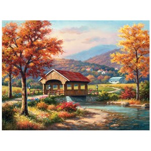 SunsOut (36608) - Sung Kim: "Fall at the Covered Bridge" - 1000 pieces puzzle