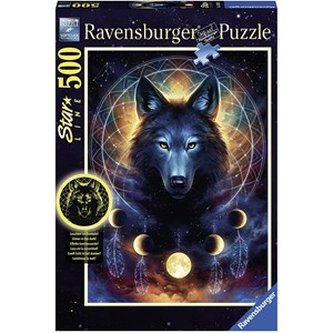 Ravensburger (13970) - "Glowing Wolf" - 500 pieces puzzle