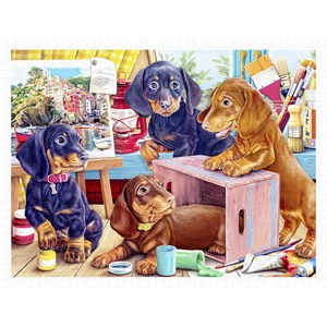 Pintoo (h2087) - "Puppies in the Studio" - 1200 pieces puzzle