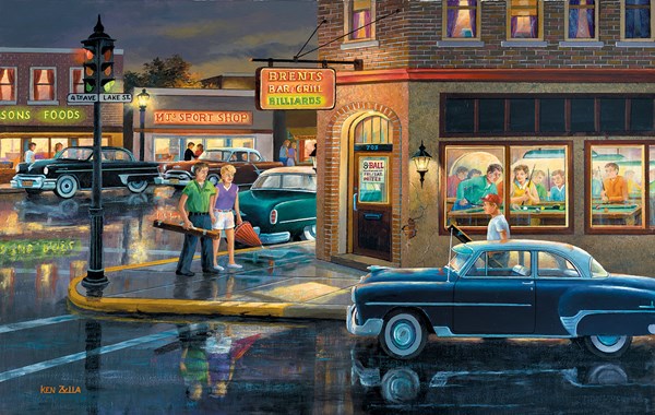 SunsOut (37767) - Ken Zylla: "Small Town Saturday Night" - 550 pieces puzzle
