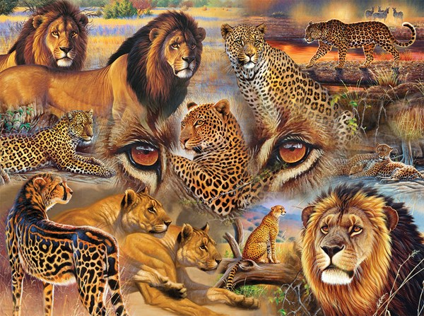 SunsOut (70934) - Janet Stever: "Big Cats of the Plains" - 500 pieces puzzle