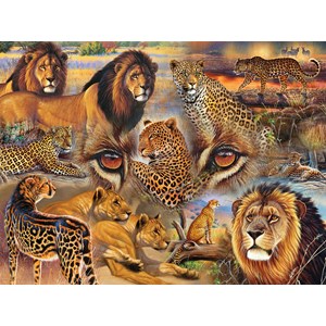 SunsOut (70934) - Janet Stever: "Big Cats of the Plains" - 500 pieces puzzle