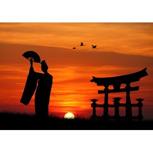 Grafika (00653) - "Geisha at Sunset" - 1000 pieces puzzle