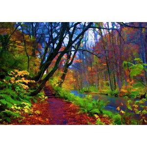 Grafika (01664) - "Stylized Autumn Forest" - 1000 pieces puzzle