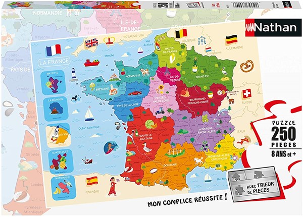 Nathan (86875) - "Map of France" - 250 pieces puzzle