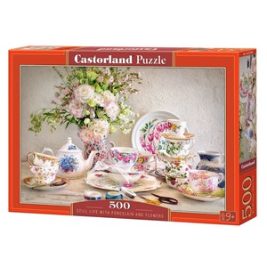 Castorland (B-53384) - "Still Life with Porcelain and Flowers" - 500 pieces puzzle