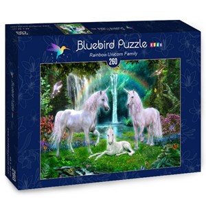 Bluebird Puzzle (70386) - Jan Patrik Krasny: "Rainbow Unicorn Family" - 260 pieces puzzle