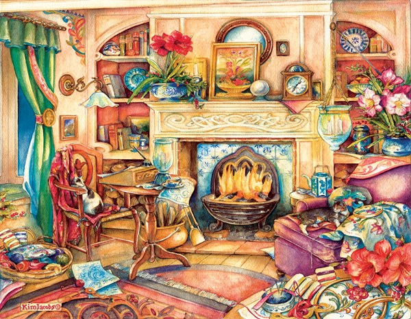 SunsOut (23447) - Kim Jacobs: "Fireside Embroidery" - 1000 pieces puzzle
