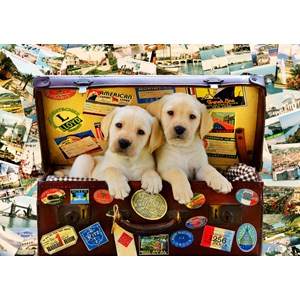 Bluebird Puzzle (70398) - Greg Cuddiford: "Two Travel Puppies" - 100 pieces puzzle